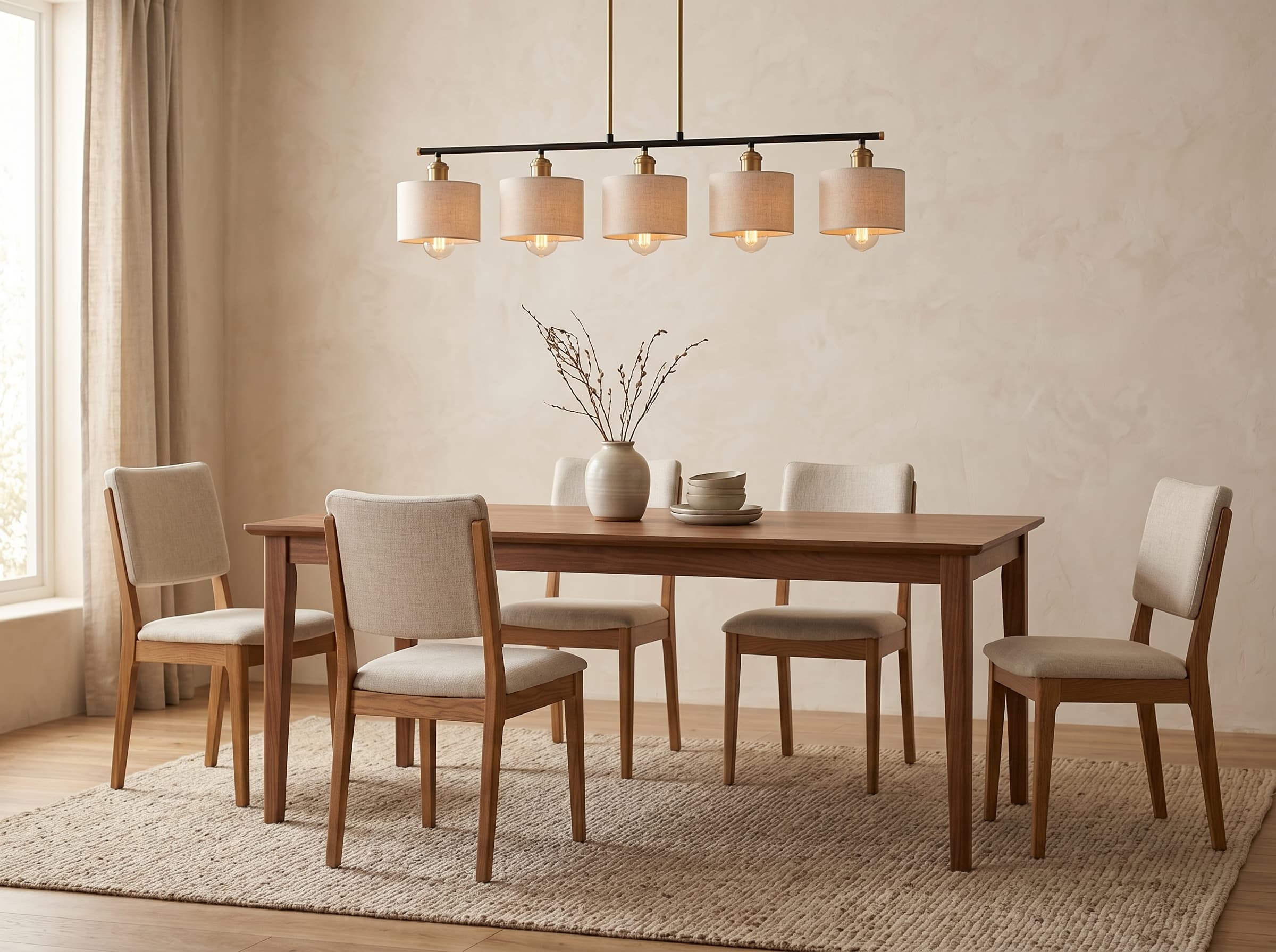 Dining room design created from furniture and lighting references